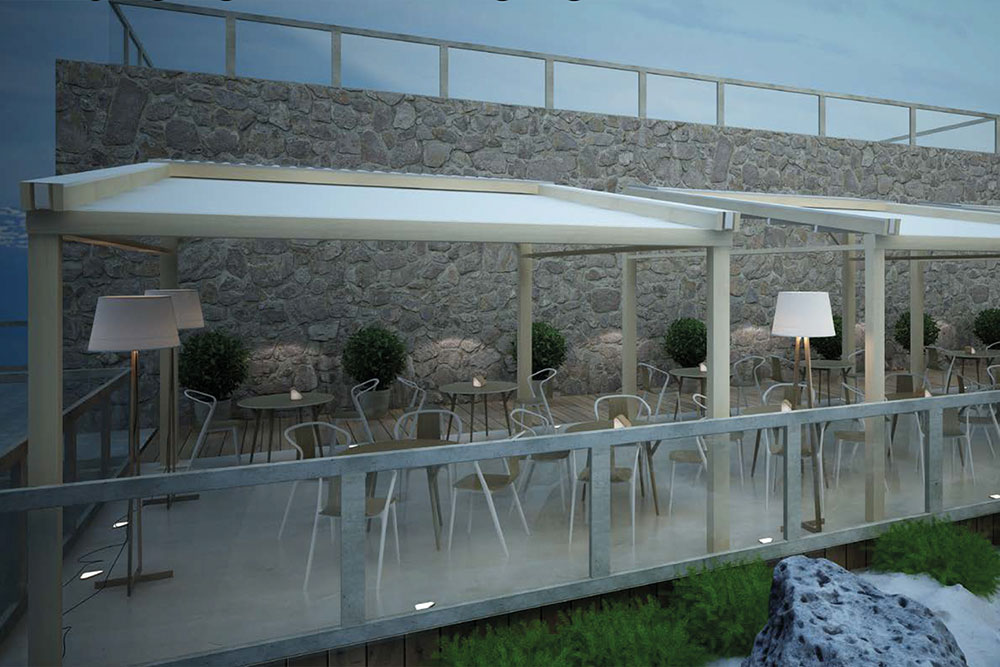Pergola realizzata per un ristorante